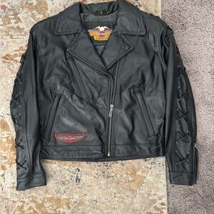 Harley Davidson jacket Leather Jacket with Lace-Up Details